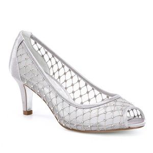 ADRIANNA PAPELL Womens Rhinestone Padded Mesh Jamie Peep Toe Slip Pumps size 8.5